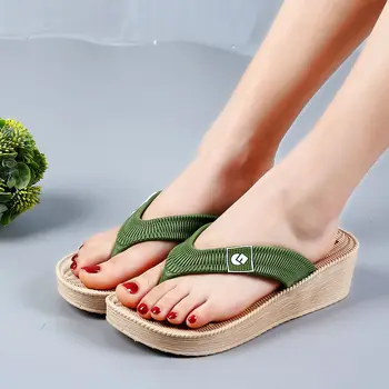 Women Fashion Height Increased Green Anti Skid Flip Flops Teenager Girl Casual Hemp Open Toe Slip on Slippers Zapatos E5902
Women Fashion Height Increased Green Anti Skid Flip Flops Teenager Girl Casual Hemp Open Toe Slip on Slippers Zapatos E5902