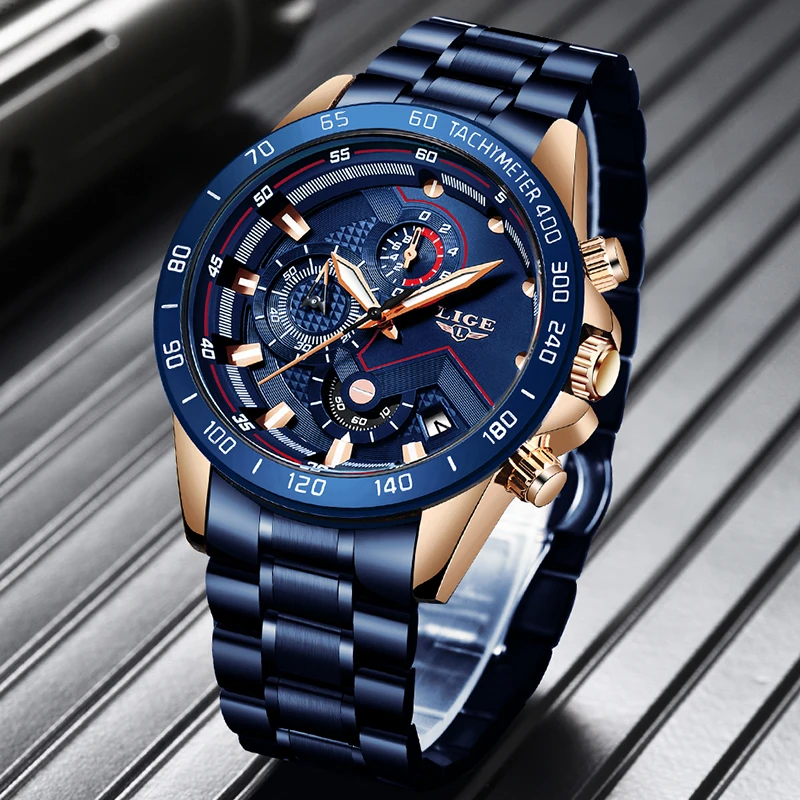 2019 LIGE New Blue Fashion Business Clock Mens Watches Top Brand Luxury All Steel Waterproof Quartz Gold Watch Relogio Masculino | Наручные