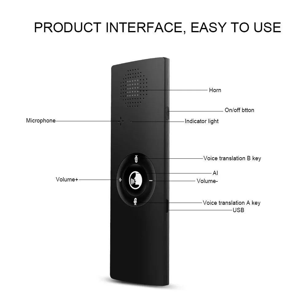 Real Time Intelligent Two-Way Instant Smart T13 Voice Translator simultaneo 40 Language Travel Business Speech Portable
Real Time Intelligent Two-Way Instant Smart T13 Voice Translator simultaneo 40 Language Travel Business Speech Portable