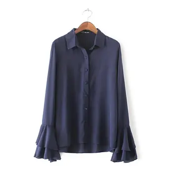 Women's Spring autumn turn down collar pure color shirt Female single breasted flare sleeve tops blouse TB3485
Women's Spring autumn turn down collar pure color shirt Female single breasted flare sleeve tops blouse TB3485