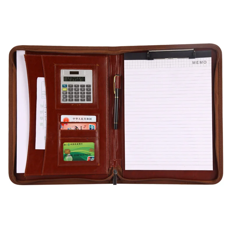 A4 multifunctional zipper file holder PU Leather Portable Manager folder Organizer Manager Clip Writing Pads Office Supplies
A4 multifunctional zipper file holder PU Leather Portable Manager folder Organizer Manager Clip Writing Pads Office Supplies