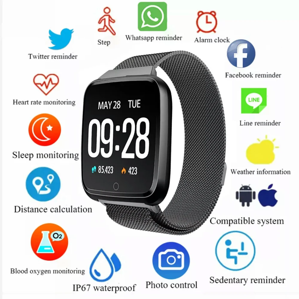 Smartwatch Bluetooth Sport waterproof Wristband Music Camera Control Heart Rate Fitness Tracker Bracelet Support IOS Android
Smartwatch Bluetooth Sport waterproof Wristband Music Camera Control Heart Rate Fitness Tracker Bracelet Support IOS Android