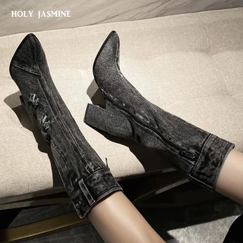 Sexy Jean Boots Women's AnkleTube Women Short Boot Winter Mid Heel Denim Boot 2020 Lady Stylish Jeans Boots Zipper Shoes Cowboy
Sexy Jean Boots Women's AnkleTube Women Short Boot Winter Mid Heel Denim Boot 2020 Lady Stylish Jeans Boots Zipper Shoes Cowboy