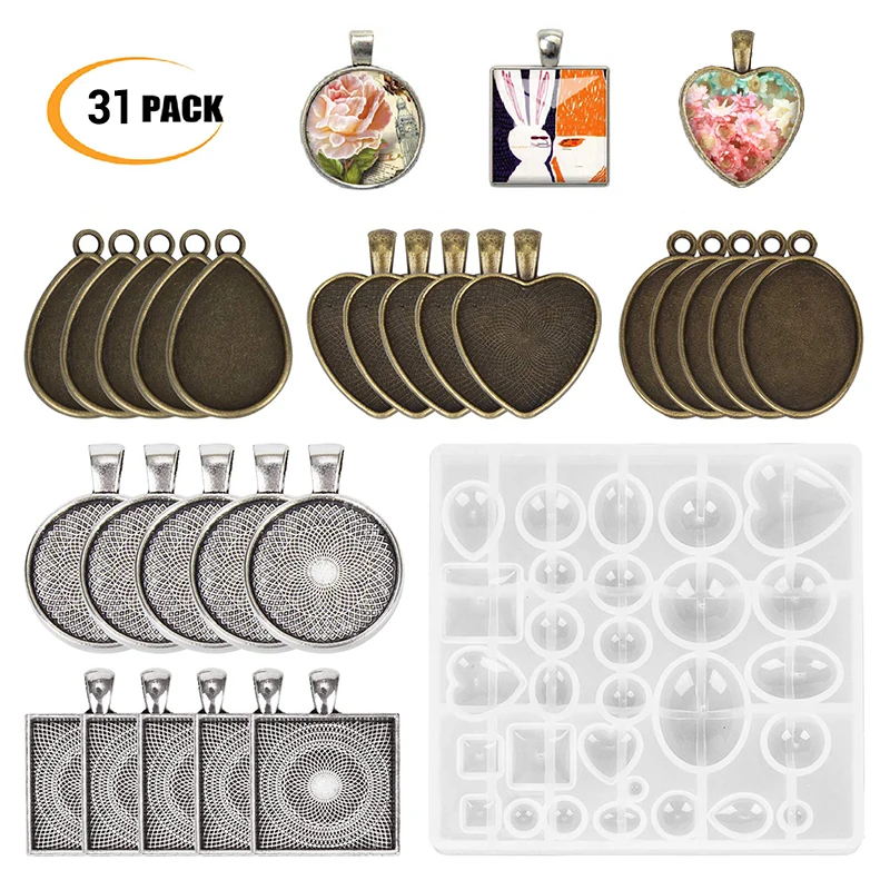 30Pcs Time Gem Epoxy Mold Set 5 Styles Pendant Trays With 1Pcs Silicone Resin Jewelry Casting Molds For DIY Jewelry Gift Making
30Pcs Time Gem Epoxy Mold Set 5 Styles Pendant Trays With 1Pcs Silicone Resin Jewelry Casting Molds For DIY Jewelry Gift Making