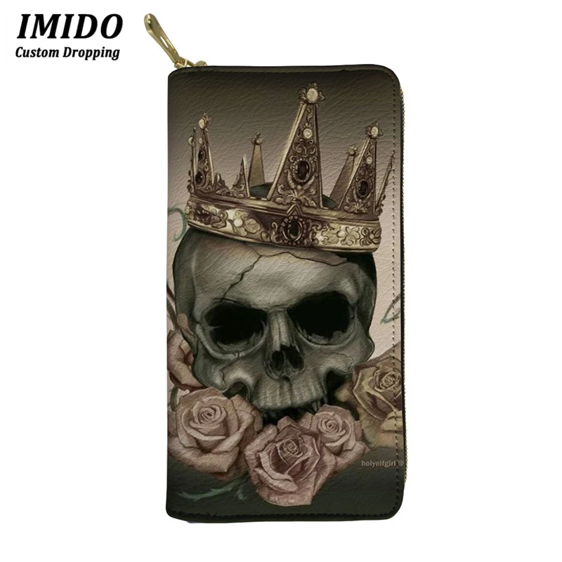 IMIDO Flame Wallet 3D Punk Skull Pattern Wallets Retro Style Women Halloween Zipper Purses Female Cool Walle Card Package 2019
IMIDO Flame Wallet 3D Punk Skull Pattern Wallets Retro Style Women Halloween Zipper Purses Female Cool Walle Card Package 2019