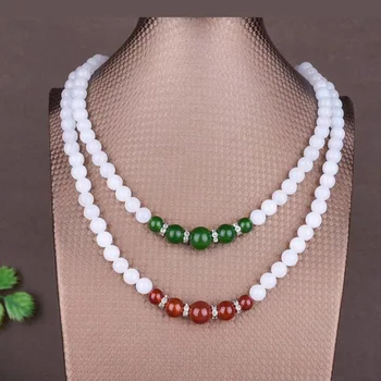 New White Jade Necklace With Red And Green Agate Beads Round Beads 8mm Necklace Women White Jade Necklace Wholesale
New White Jade Necklace With Red And Green Agate Beads Round Beads 8mm Necklace Women White Jade Necklace Wholesale