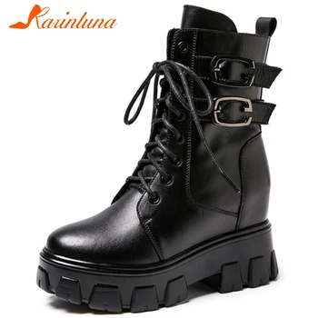 KARINLUNA Thick Sole Ladies 2020 Boots Round Toe Platfrom Height Increasing Cross Tied Women Boots Genuine Leather Women Shoes
KARINLUNA Thick Sole Ladies 2020 Boots Round Toe Platfrom Height Increasing Cross Tied Women Boots Genuine Leather Women Shoes