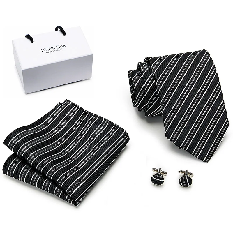 New style Men ties set Extra Long Size 145cm*8cm Necktie Black Striped 100% Silk Jacquard Woven Neck Tie Suit Wedding Party
New style Men ties set Extra Long Size 145cm*8cm Necktie Black Striped 100% Silk Jacquard Woven Neck Tie Suit Wedding Party
