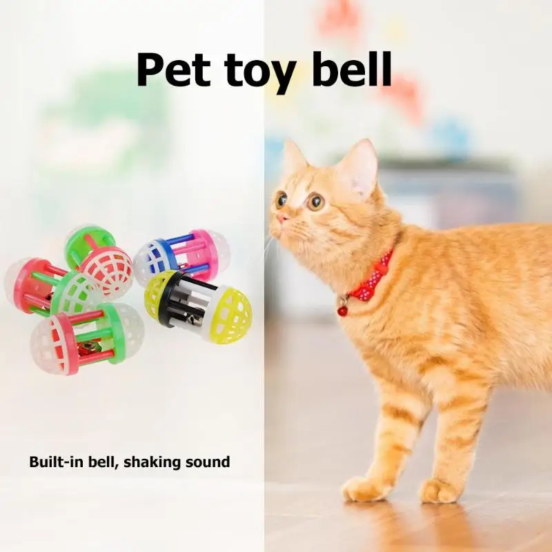 Plastic Colorful Cat Toy Play Kitten Fun Games Pets Interactive Funny Cat Bells Ball Toy