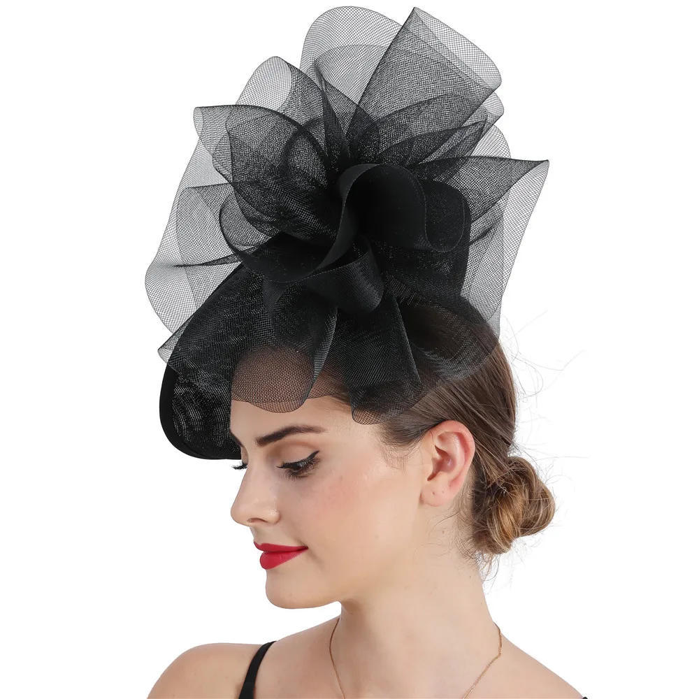 Большая свадебная Кепка для женщин шляпа для невесты модные аксессуары для волос Kenducky головной убор для вечеринки сетчатый цветок головной убор для мероприятий