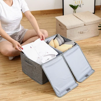 Linen Clothes Storage Box Double Lid Storage Container Clothes Organizer
Linen Clothes Storage Box Double Lid Storage Container Clothes Organizer