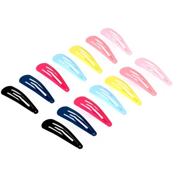 

FRCOLOR 100pcs 1.93" Metal Cute Hair Pins Snap Clips All-Match Candy Color Assorted Color Glossy Waterdrop-Shaped Barrettes Acce