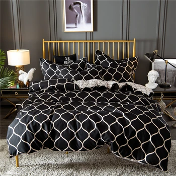 Fashion Adults Bed Linens Set US Twin Home Decorative Bed Grid Printed Lattice Bedding Set Black Duvet Cover Set 
Fashion Adults Bed Linens Set US Twin Home Decorative Bed Grid Printed Lattice Bedding Set Black Duvet Cover Set