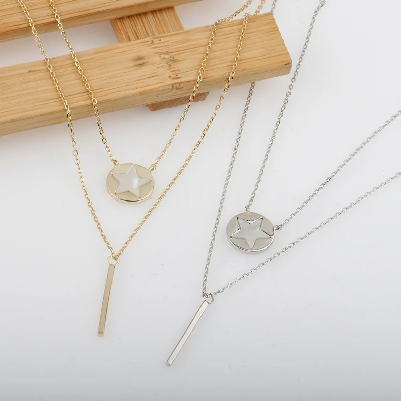French S925 Fine Silver round Plate Star Shell Double Layer Necklace A- line Vertical Stripe Five-pointed Star Tassels Choker
French S925 Fine Silver round Plate Star Shell Double Layer Necklace A- line Vertical Stripe Five-pointed Star Tassels Choker