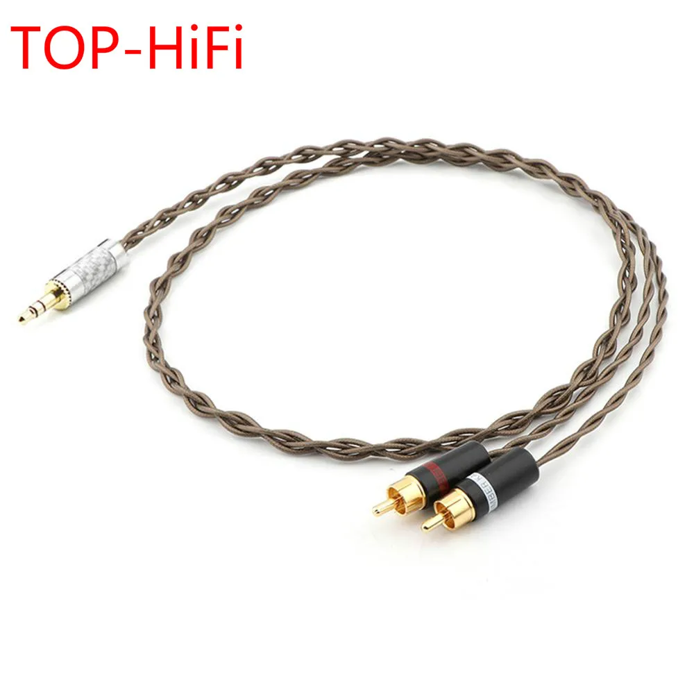 

TOP-HiFi DIY 3.5mm Stereo to 2 RCA Male Cable Nordost Odin Siver-plated 3.5mm to Double rca Male Audio Aux Cable