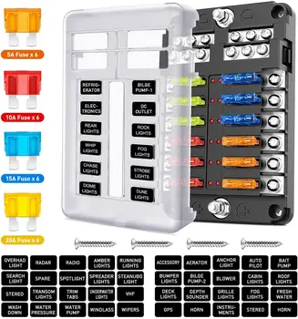 6/12-Way Blade Fuse Block, 12 Circuits with Negative Bus Fuse Box Holder with LED Indicator Damp-Proof Protection Cover Sticker
6/12-Way Blade Fuse Block, 12 Circuits with Negative Bus Fuse Box Holder with LED Indicator Damp-Proof Protection Cover Sticker