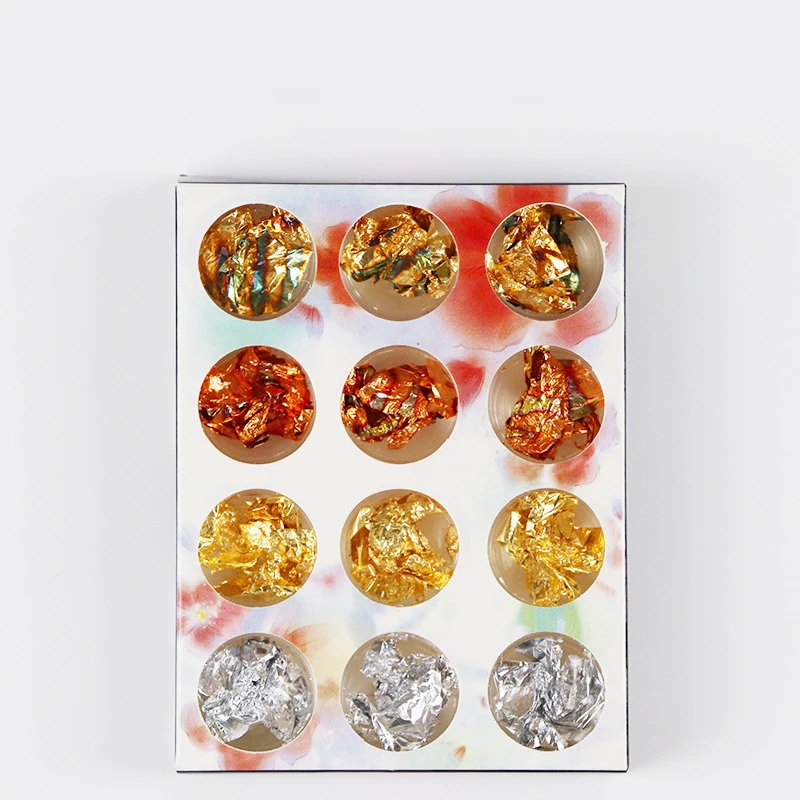 12pcs/box Gold Silver Tin Foil Paper Glister 3D DIY Design Nails Decorations Nail Art Accessories NAS009
12pcs/box Gold Silver Tin Foil Paper Glister 3D DIY Design Nails Decorations Nail Art Accessories NAS009