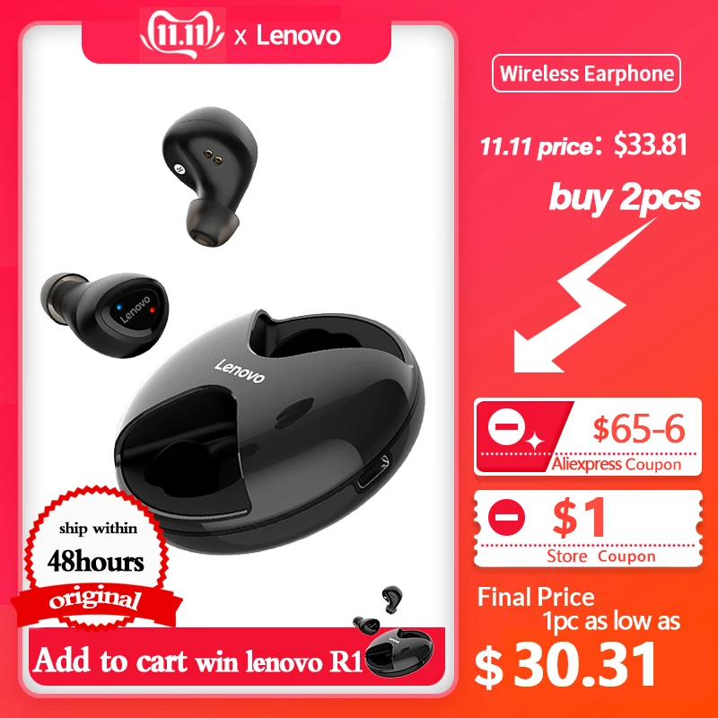 Lenovo Headset True wireless Earphone R1 Bluetooth 5.0 Sports Headphone HIFI Sound Quality Stereo IPX5 Waterproof Touch Control
Lenovo Headset True wireless Earphone R1 Bluetooth 5.0 Sports Headphone HIFI Sound Quality Stereo IPX5 Waterproof Touch Control