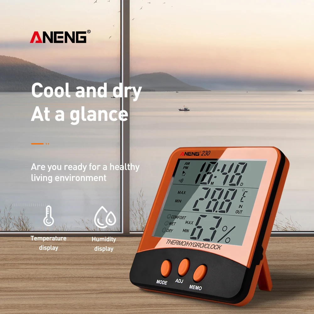 Room Indoor and Outdoor Electronic Temperature Humidity Meter Digital Thermometer Hygrometer Weather Station Alarm clock
Room Indoor and Outdoor Electronic Temperature Humidity Meter Digital Thermometer Hygrometer Weather Station Alarm clock