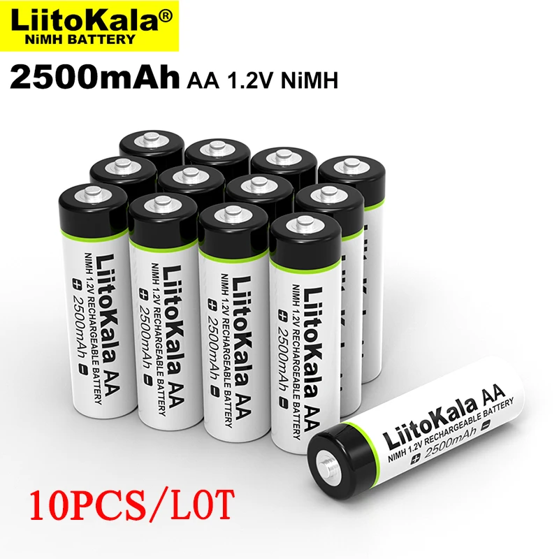 

10pcs Original Liitokala 1.2V AA 2500mAh Ni-MH Rechargeable battery aa for Temperature gun remote control mouse toy batteries