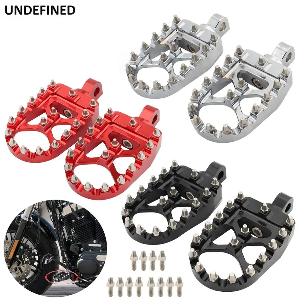 

Motorcycle MX Wide Fat Foot Pegs Floorboards Footrest Pedals For Harley Sportster XL 883 1200 Dyna Fat Boy Wide Glide Street Bob