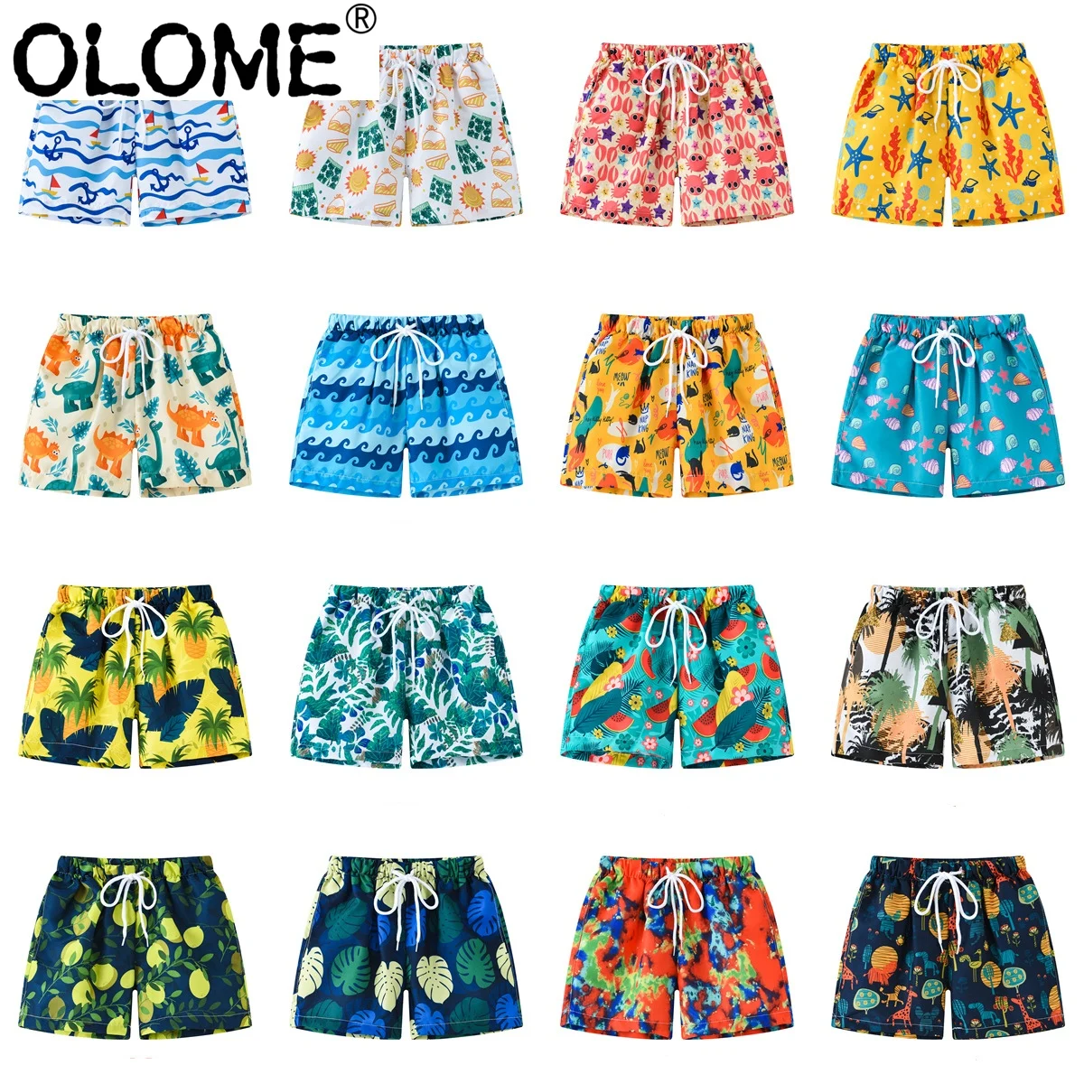 

OLOME Boys Swimming Trunks Summer Sports Pants for Girls Children Beach Pants Patterned Toddler Shorts Cartoon Baby Panties