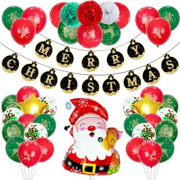 2020 New Year Xmas flag Christmas balloons 12 inch bronzing full flower printing sequin balloon DIY Christmas balloon 1PCS ZB252