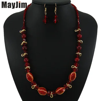 New Vintage crystal Colored glaze red Necklace jewelry sets ceramics bead Bohemia gold chain bridal jewelry sets fashion women
New Vintage crystal Colored glaze red Necklace jewelry sets ceramics bead Bohemia gold chain bridal jewelry sets fashion women