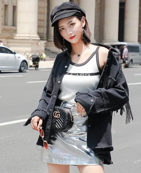 Women Denim Jacket Coat Tassels black Ladies Jeans Jackets Loose tops for Women 2020 Spring Denim Coats Females
Women Denim Jacket Coat Tassels black Ladies Jeans Jackets Loose tops for Women 2020 Spring Denim Coats Females