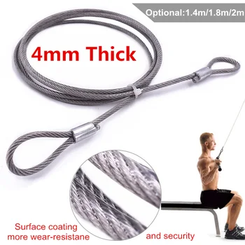 Heavy Duty 4mm Steel Wire Rope Length 1.4m/1.8m/2m with Eyelets for Home Gym Accessories Cable Pulley Handles Fitness Equipment
Heavy Duty 4mm Steel Wire Rope Length 1.4m/1.8m/2m with Eyelets for Home Gym Accessories Cable Pulley Handles Fitness Equipment