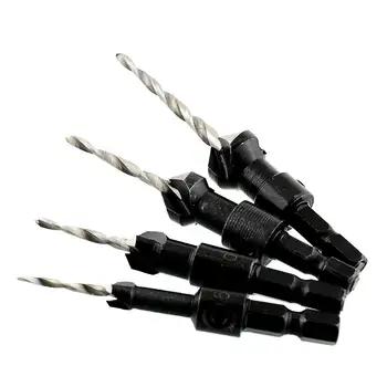 New Practical Craft 4pcs HSS Power Woodworking Tapered Drill Bits Set