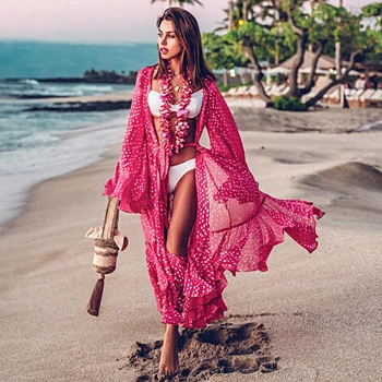 2020 New Plus Size Chiffon Bikini Cover Up Beach Dress Women Tunic Dots Printed Long Cardigan Swimsuit Cover-ups Robe de Plage
2020 New Plus Size Chiffon Bikini Cover Up Beach Dress Women Tunic Dots Printed Long Cardigan Swimsuit Cover-ups Robe de Plage