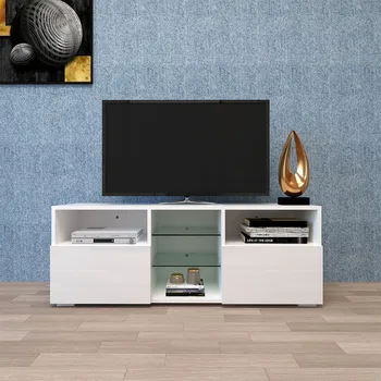 Modern White TV Cabinet Stand Table with 2 Big Storage Drawers LED RGB lights Livingroom Furniture Fit For Up To 65In TV
Modern White TV Cabinet Stand Table with 2 Big Storage Drawers LED RGB lights Livingroom Furniture Fit For Up To 65In TV