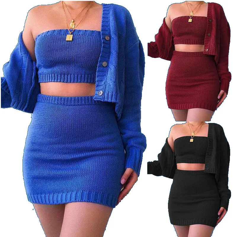 2 Pieces Set Women Knitted Slash Neck Sweater + Sexy Mini Dress Suit Solid Color Long Sleeve Cardigan Female Outwear
2 Pieces Set Women Knitted Slash Neck Sweater + Sexy Mini Dress Suit Solid Color Long Sleeve Cardigan Female Outwear