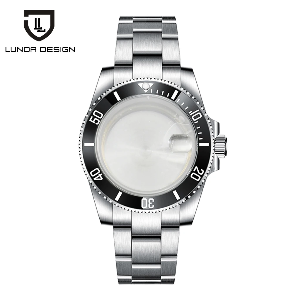 

LUNDA Design Watches parts Fit ETA 2836/2813 miyota 82 series NH35 Watch Case 40mm ceramics bezel stainless steel strap