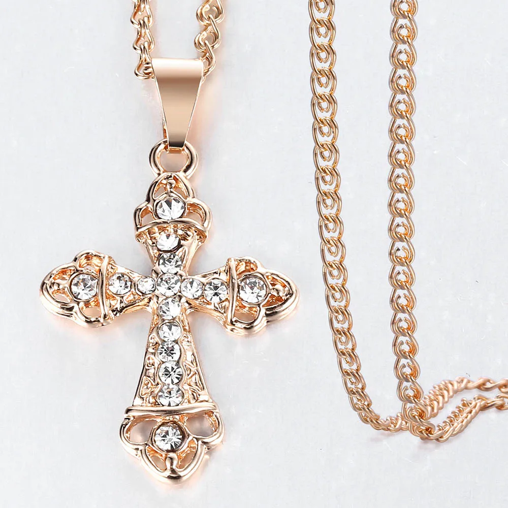 Фото Ожерелье с молитвой Иисуса цепочка из розового золота 585 пробы белым кристаллом