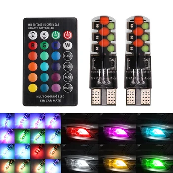 T10 W5W LED Car Lights LED Bulbs RGB With Remote Control 194 168 501 Strobe Led Lamp Reading Lights Red Green Blue 12V
T10 W5W LED Car Lights LED Bulbs RGB With Remote Control 194 168 501 Strobe Led Lamp Reading Lights Red Green Blue 12V