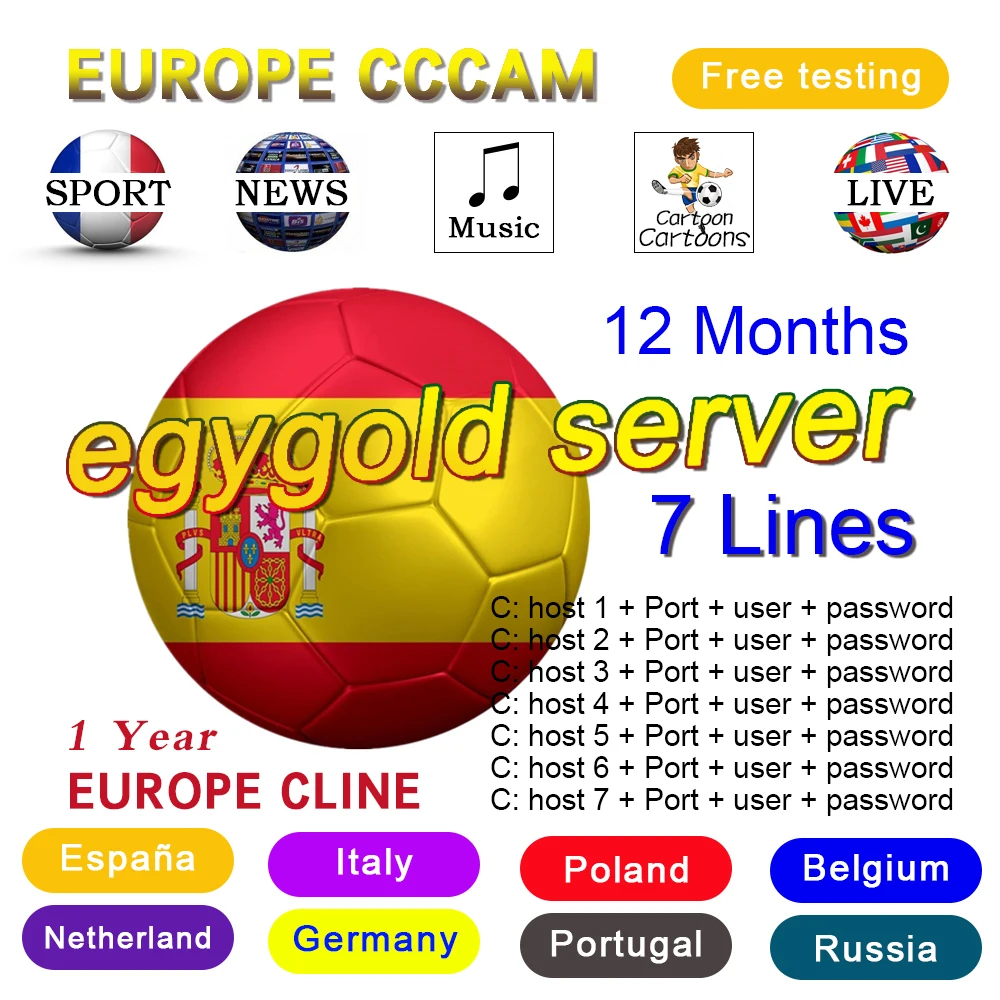 One year working in Europe egygold server 7 lines cccam for Freesat V7 V8 DVB-S2 decoder Spain HD satellite TV receiver
One year working in Europe egygold server 7 lines cccam for Freesat V7 V8 DVB-S2 decoder Spain HD satellite TV receiver