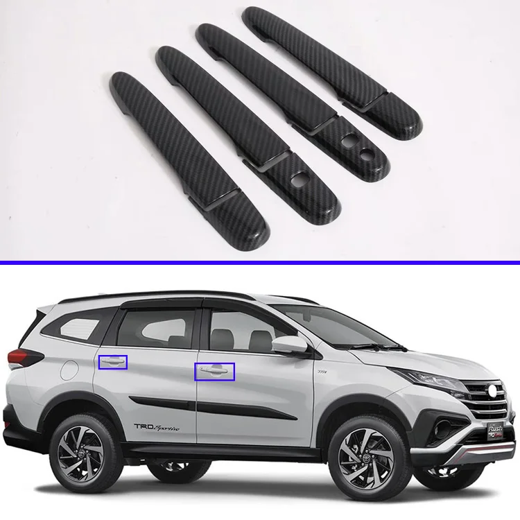 For 2017 2018 2019 Toyota RUSH (F800/F850) Carbon Fiber Style Door Handle Cover With Smart Key Hole Catch Cap Trim Molding
For 2017 2018 2019 Toyota RUSH (F800/F850) Carbon Fiber Style Door Handle Cover With Smart Key Hole Catch Cap Trim Molding