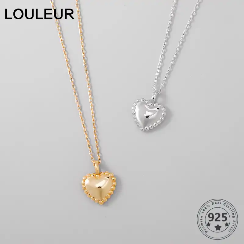 heart pendant necklace vintage 925 sterling silver necklaces for