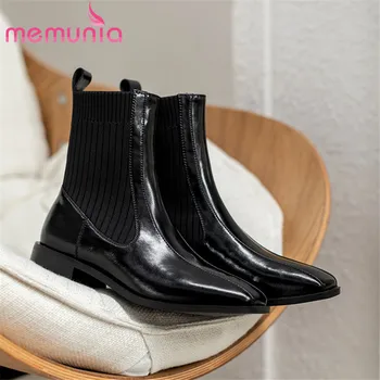 MEMUNIA 2021 hot sale genuine leather shoes women Chelsea boots square toe autumn winter knitting stretch ankle boots woman
MEMUNIA 2021 hot sale genuine leather shoes women Chelsea boots square toe autumn winter knitting stretch ankle boots woman