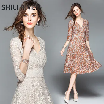 2020 new spring summer designer dress for women half sleeve slim casual lace elegant retro V neck a-line full dresses belt khaki
2020 new spring summer designer dress for women half sleeve slim casual lace elegant retro V neck a-line full dresses belt khaki