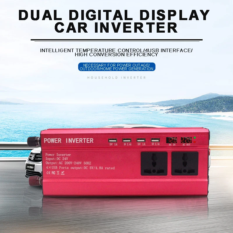 2000W USB Charging Solar Inverter Power Converter Durable 4 USB 3 Socket DC 12V to AC 220V Vehicle Inverters With Cigarette Plug
2000W USB Charging Solar Inverter Power Converter Durable 4 USB 3 Socket DC 12V to AC 220V Vehicle Inverters With Cigarette Plug