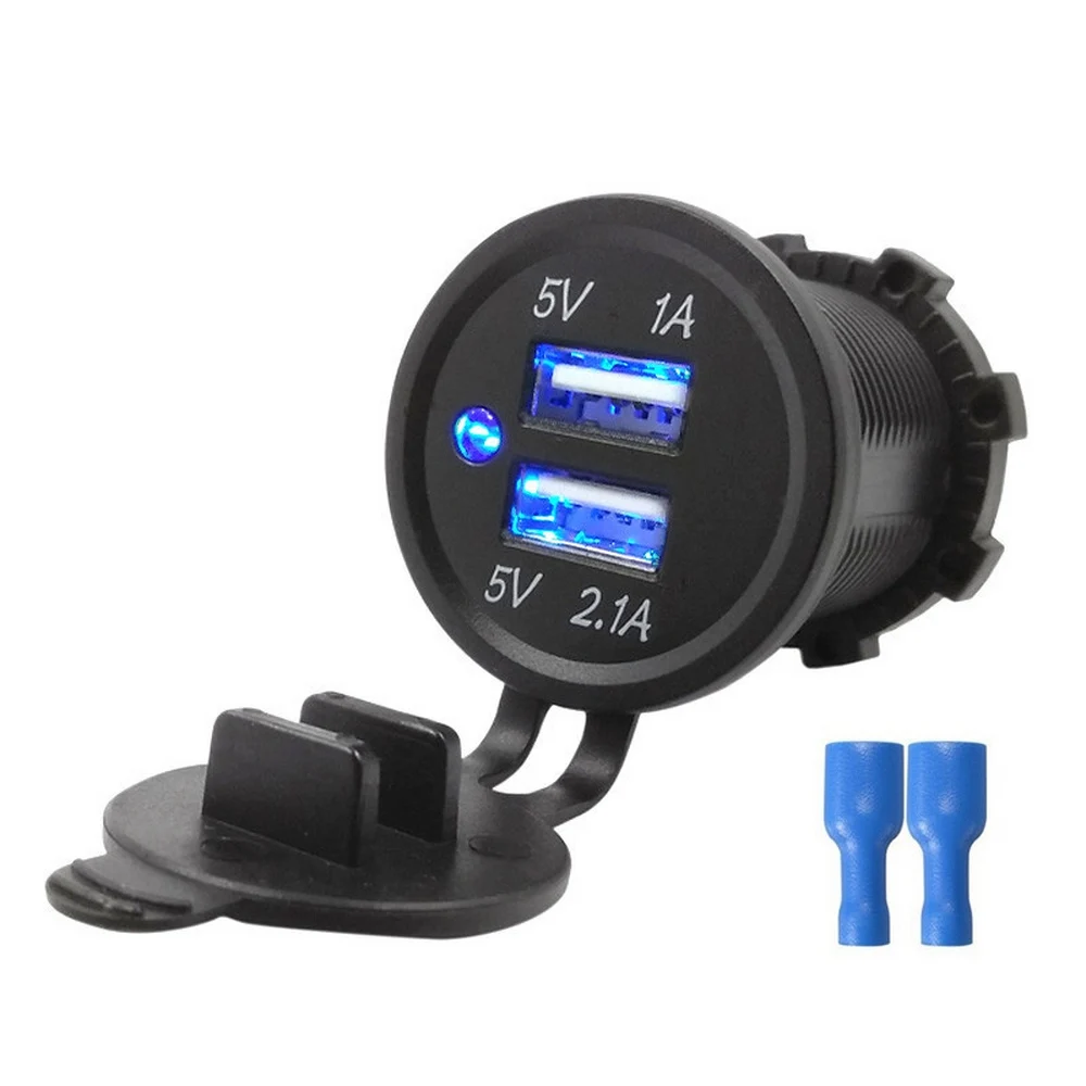 DC 12v-24v Dual USB Charger Socket Car Cigarette Lighter Phone Charging Blue Led Light Display Universal Accessories
DC 12v-24v Dual USB Charger Socket Car Cigarette Lighter Phone Charging Blue Led Light Display Universal Accessories