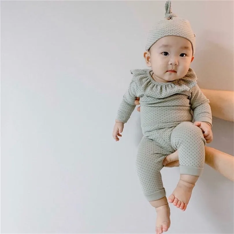 Фото Newborn Baby Clothing Set Spring Boy Clothes Bodysuit Long Pants Girl Hat Bib 4pcs 100%Cotton Outfits | Мать и ребенок