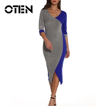 OTEN 2020 Spring Patchwork Split Dresses Women High Waist 3/4 Sleeves V-Neck Pencil Party Evening Office Female Robe Sexy Slim 
OTEN 2020 Spring Patchwork Split Dresses Women High Waist 3/4 Sleeves V-Neck Pencil Party Evening Office Female Robe Sexy Slim