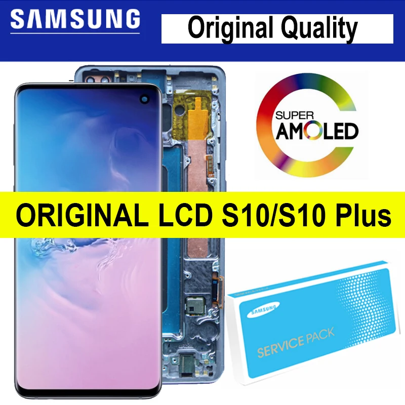 Original Super AMOLED S10 Display with frame for SAMSUNG Galaxy LCD S10 Plus S10+ Touch Screen Digitizer Assembly Repair Parts
Original Super AMOLED S10 Display with frame for SAMSUNG Galaxy LCD S10 Plus S10+ Touch Screen Digitizer Assembly Repair Parts