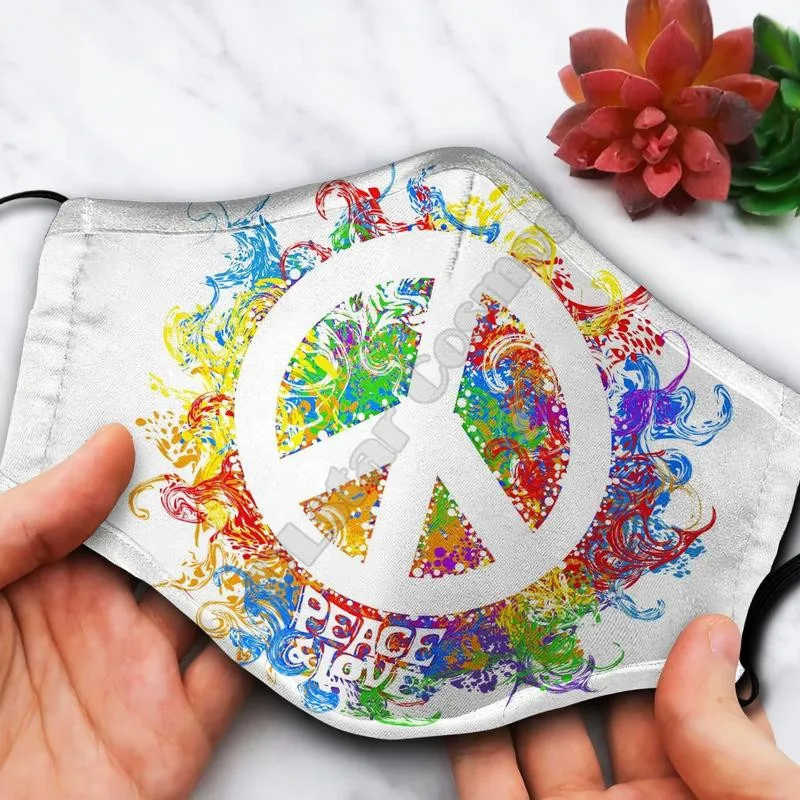Hippie Love Peace Fabric Face Mask 3D printed masks Halloween party masks Unisex Adult child size Fun role playing masks 04
Hippie Love Peace Fabric Face Mask 3D printed masks Halloween party masks Unisex Adult child size Fun role playing masks 04