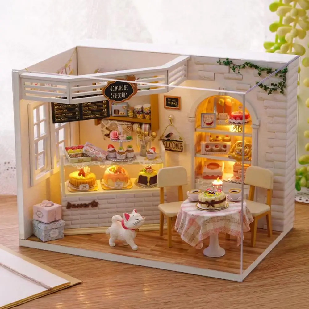 Mini LED Doll House Coffee Shop DIY Assembly Model Toy Table Decor Xmas with LED Toys for children Christmas Gift
Mini LED Doll House Coffee Shop DIY Assembly Model Toy Table Decor Xmas with LED Toys for children Christmas Gift