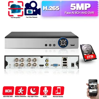 6 in 1 8CH 5.0MP AHD DVR Hybrid Video face Recorder Support 5MP AHD Camera 4MP 5MP IP Camera CCTV Home Security System Onvif
6 in 1 8CH 5.0MP AHD DVR Hybrid Video face Recorder Support 5MP AHD Camera 4MP 5MP IP Camera CCTV Home Security System Onvif